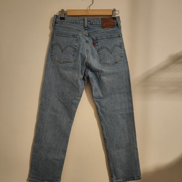 Levi’s Wedgie Straight Jeans Size 26 Button Fly Distressed Knee High Rise - Picture 2 of 6
